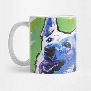 white German Shepherd Dog Bright colorful pop dog art Mug