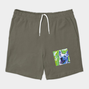 white German Shepherd Dog Bright colorful pop dog art Shorts