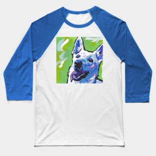 white German Shepherd Dog Bright colorful pop dog art Baseball T-Shirt