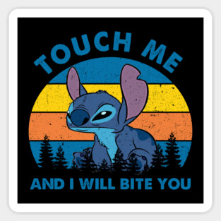 Touch Me and I Will Bite You Stitch Retro Sticker