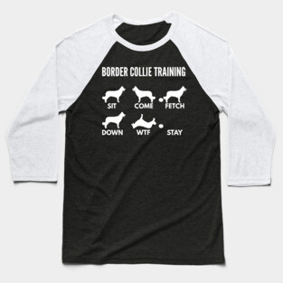 Border Collie Training Boxer Dog Tricks Baseball T-Shirt