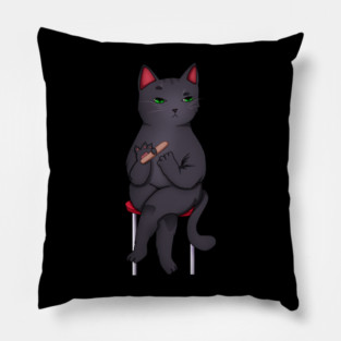Funny Kawaii Black Cat with Attitude, Love Cats Pillow