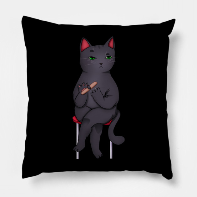Funny Kawaii Black Cat with Attitude, Love Cats Pillow by logiamerch