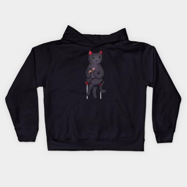 Funny Kawaii Black Cat with Attitude, Love Cats Kids Hoodie by logiamerch