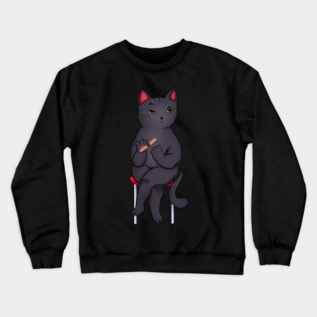 Funny Kawaii Black Cat with Attitude, Love Cats Crewneck Sweatshirt by logiamerch