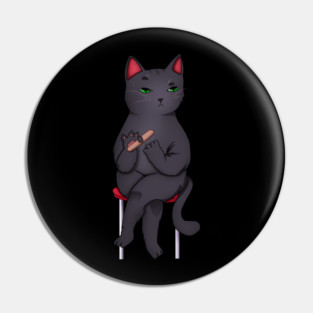 Funny Kawaii Black Cat with Attitude, Love Cats Pin