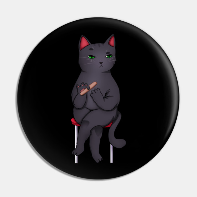 Funny Kawaii Black Cat with Attitude, Love Cats Pin by logiamerch