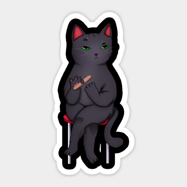 Funny Kawaii Black Cat with Attitude, Love Cats Sticker by logiamerch
