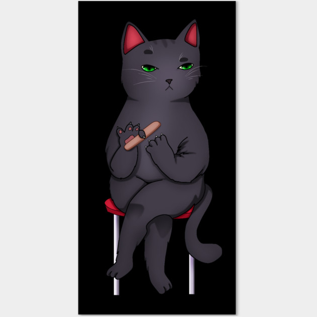 Funny Kawaii Black Cat with Attitude, Love Cats Wall Art by logiamerch