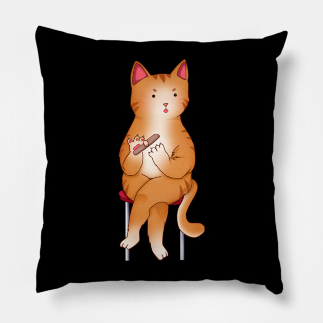 Funny Kawaii Orange Cat with Attitude, Love Cats Pillow by logiamerch