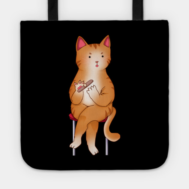 Funny Kawaii Orange Cat with Attitude, Love Cats Tote by logiamerch