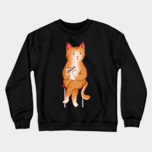 Funny Kawaii Orange Cat with Attitude, Love Cats Crewneck Sweatshirt