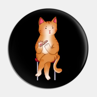 Funny Kawaii Orange Cat with Attitude, Love Cats Pin