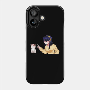 Funny Girl annoyed at Cat, Anime Style Phone Case