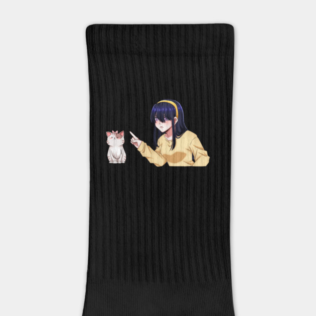 Funny Girl annoyed at Cat, Anime Style by logiamerch