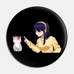 Funny Girl annoyed at Cat, Anime Style Pin