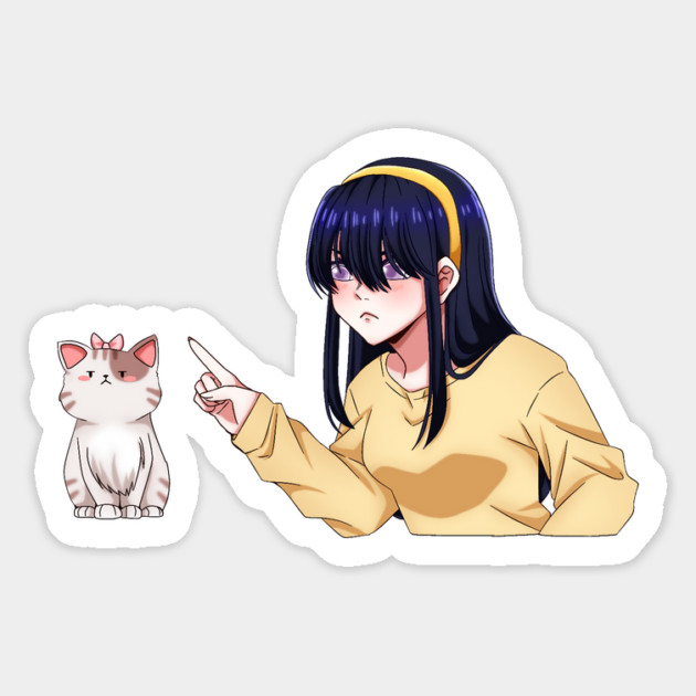 Funny Girl annoyed at Cat, Anime Style Magnet by logiamerch