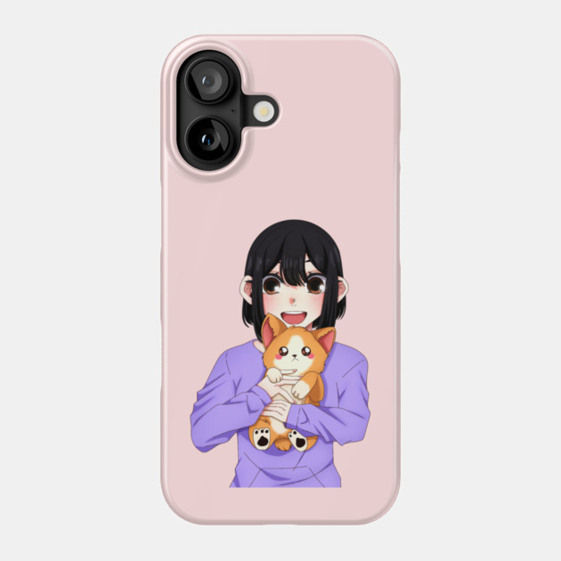 Cute Corgi with Anime Girl Phone Case by logiamerch