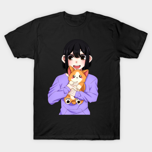 Cute Corgi with Anime Girl T-Shirt by logiamerch