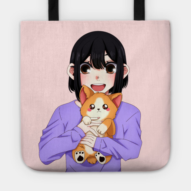 Cute Corgi with Anime Girl Tote by logiamerch