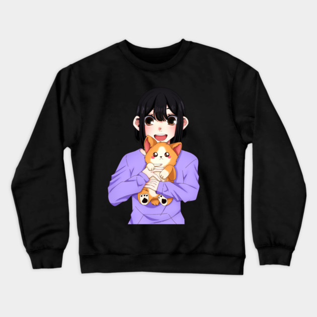 Cute Corgi with Anime Girl Crewneck Sweatshirt by logiamerch