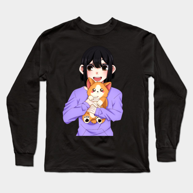 Cute Corgi with Anime Girl Long Sleeve T-Shirt by logiamerch