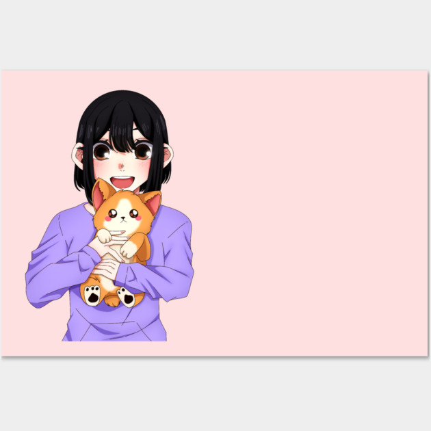 Cute Corgi with Anime Girl Wall Art by logiamerch