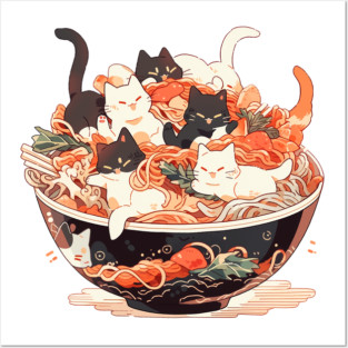 ramen and cats Posters and Art