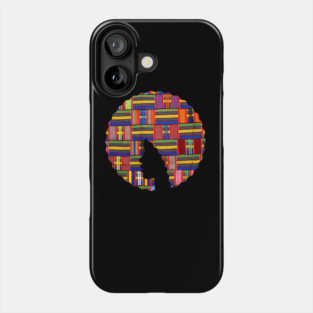 Afro Hair Woman with African Pattern, Black History Phone Case
