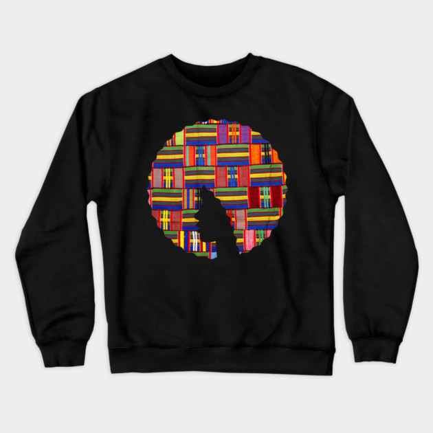 Afro Hair Woman with African Pattern, Black History Crewneck Sweatshirt by logiamerch