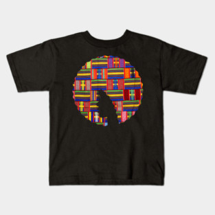 Afro Hair Woman with African Pattern, Black History Kids T-Shirt
