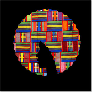 Afro Hair Woman with African Pattern, Black History Posters and Art