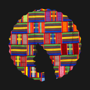 Afro Hair Woman with African Pattern, Black History T-Shirt