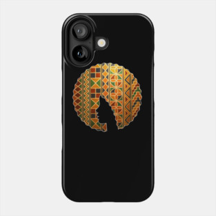 Afro Hair Woman with African Pattern, Black History Phone Case