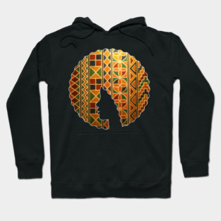 Afro Hair Woman with African Pattern, Black History Hoodie