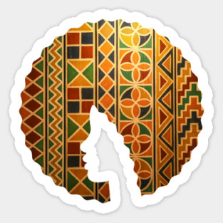 Afro Hair Woman with African Pattern, Black History Sticker