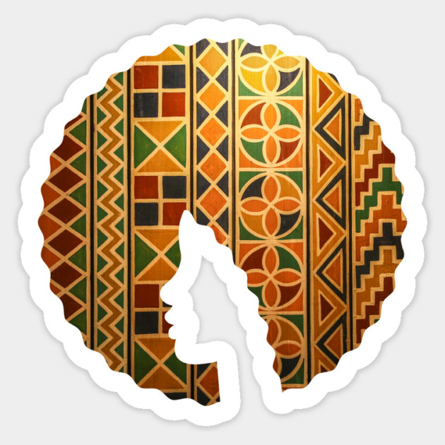 Afro Hair Woman with African Pattern, Black History Sticker by logiamerch