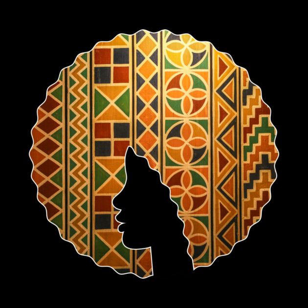 Afro Hair Woman with African Pattern, Black History by logiamerch