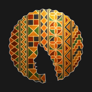 Afro Hair Woman with African Pattern, Black History T-Shirt