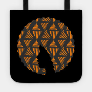 Afro Hair Woman with African Pattern, Black History Tote