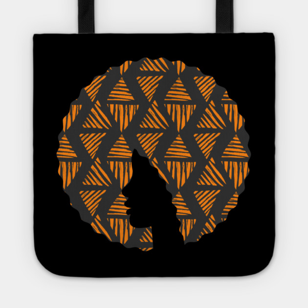 Afro Hair Woman with African Pattern, Black History Tote by logiamerch