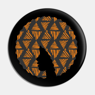 Afro Hair Woman with African Pattern, Black History Pin