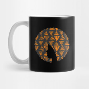 Afro Hair Woman with African Pattern, Black History Mug