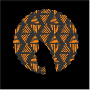 Afro Hair Woman with African Pattern, Black History Posters and Art
