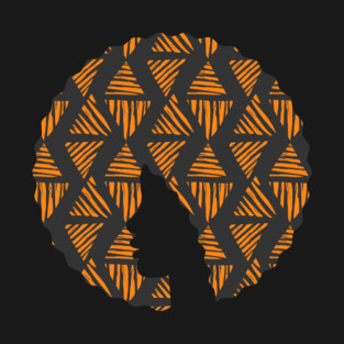 Afro Hair Woman with African Pattern, Black History T-Shirt