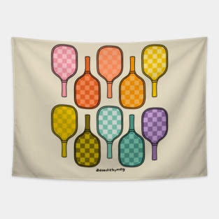 Rainbow Pickleball Paddles Tapestry