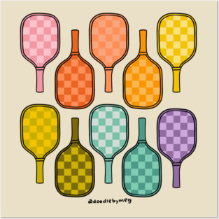 Rainbow Pickleball Paddles Posters and Art