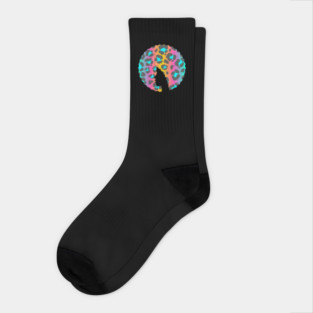 Afro Hair Woman with Animal African Pattern, Black History Socks