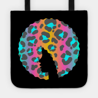 Afro Hair Woman with Animal African Pattern, Black History Tote