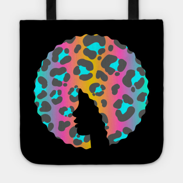 Afro Hair Woman with Animal African Pattern, Black History Tote by logiamerch